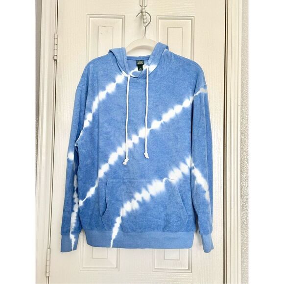 Women's Tie Dye French Terry Hooded Sweatshirt - Wild Fable - blue and white - x - Picture 3 of 9